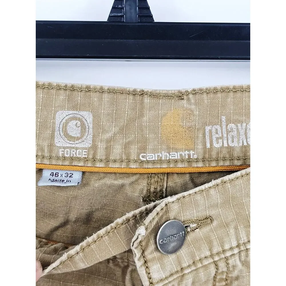 CARHARTT Force Tappen Relaxed Fit Cargo utility Work Pant Yukon Tan 46 x32 3768 - Picture 4 of 11